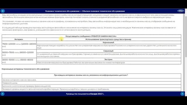 Плановое техническое обслуживание, периодичность замены жидкостей и расходников на Форд. смотреть онлайн