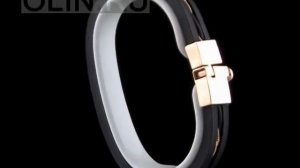 Плетёный каучуковый браслет с красным золотом