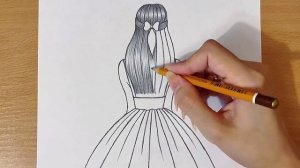 Как Нарисовать Девушку В Красивом Платье Очень Легко | Рисунок Девушки Со Спины Карандашом