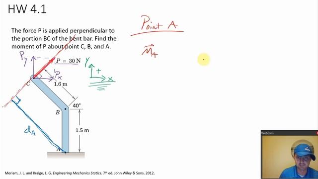 Statics - Moment in 2D example problem смотреть онлайн