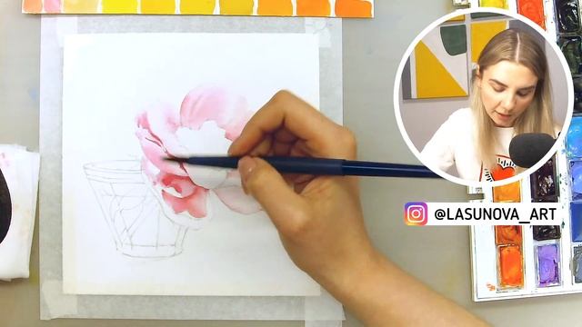 ПИОН - как рисовать цветы акварелью (ботаническая иллюстрация). смотреть онлайн