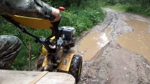 Трое в дороге: прогулка по лесу на мотоблоке Целина МБ 912 ФР