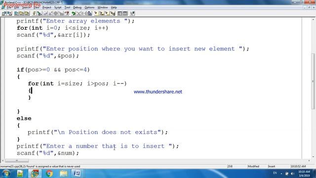 Insertion of an Element in between of an Array in C Programming смотреть онлайн