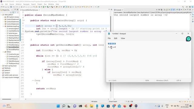 Video-09 find the second largest number in the given array #java #javaprogramming #javaforbeginners