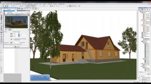 ARCHICAD project home lessons 32.(Рендер деревья с фоном)