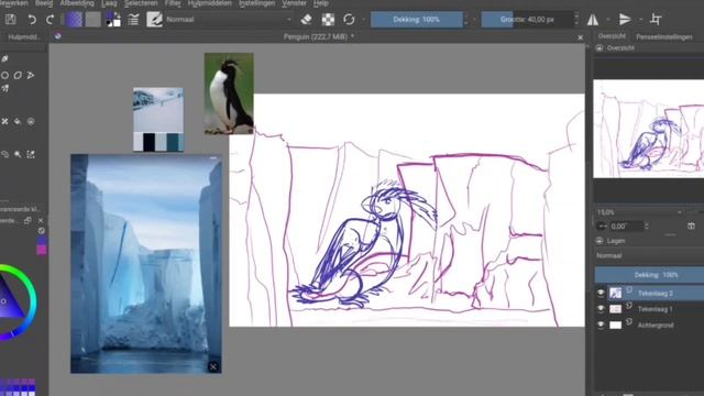 Penguin becomes a dragon sketch -speeddrawing in krita смотреть онлайн