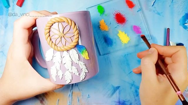 Чашка с декором из полимерной глины | уроки лепки |  полимерная глина | ловец снов своими руками