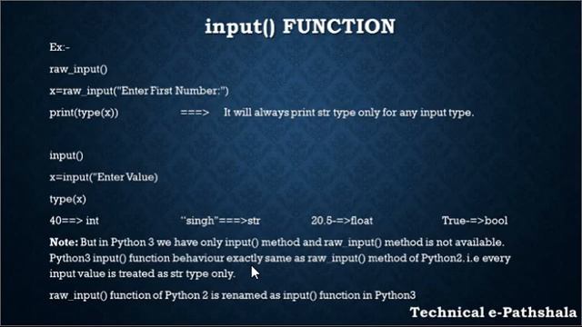 Runtime Input in Python(in Hindi)| raw_input(),input() Function in Python |By Technical e-Pathshala