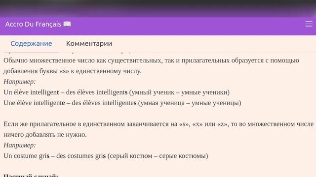 Множественное число прилагательных во французском языке смотреть онлайн