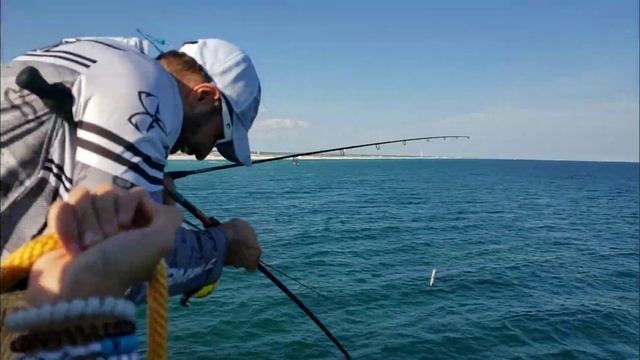 King Mackerel, Jack Crevalle, Bonito Fishing at Navare Beach Pier Florida смотреть онлайн