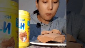 Mukbang, Asmr, Dry crunch, Kyrgyz red, Сухой хруст глины с глотанием Влог Мери
