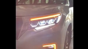 Фари чорні Lexus стиль три LED DRL Toyota Prado 150 2018
