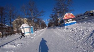 Оха зимой. Город Оха  январь 2022г. Обзор городской площади. Прогулка по "Броду".