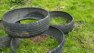 Изделия из шин. Использование б/у шин для сада. Вторичное использование автомобильных покрышек.