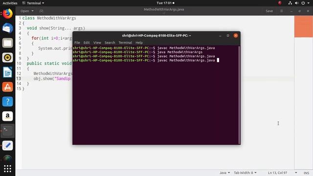 Method with Variable Arguments in java