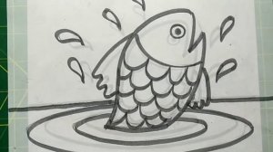 Jumping Fish easy drawing for beginners | How to draw a fish jumping from pond