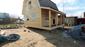 Обзор каркасного дома 6х6 м² с большой террасой в д. Ягодное | Каркасный дом под ключ
