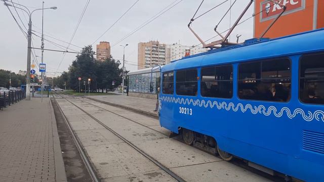 Трамвай МТТЧ СМЕ №30213+30219 около метро Сходненская. Последние Татры Т3 в Москве (Часть 7) смотреть онлайн
