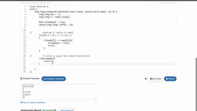 Minimum Operations to Make Array Equal II || Biweekly Contest 96 LeetCode contest Solution