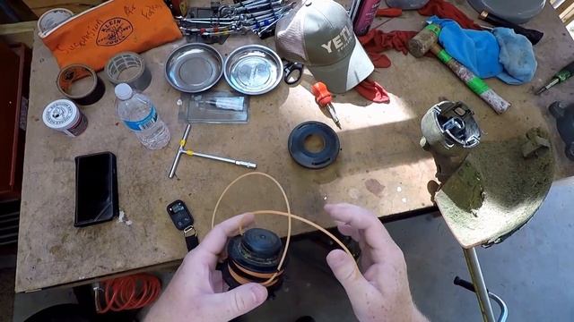 How to restring Stihl Dual Sided Weed Eater Trimmer with double string EASY WAY HACK FS90 смотреть онлайн