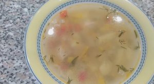 Суп с овсяными хлопьями, очень вкусный.