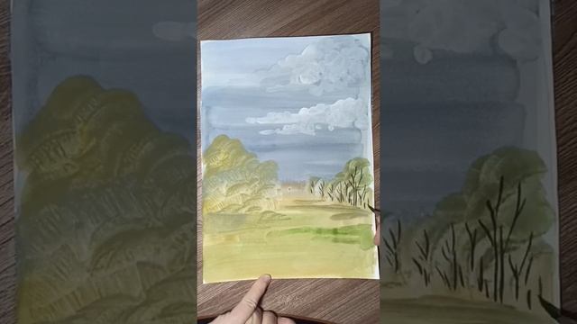 Осенний пейзаж, как нарисовать гуашью. смотреть онлайн