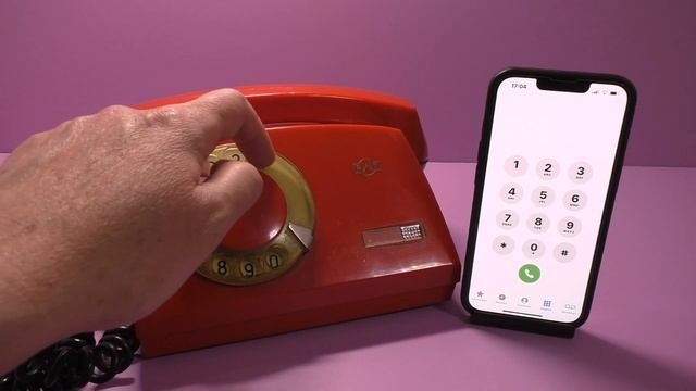 Modern New Smartphone Vs Old Disc Phone Incoming Call