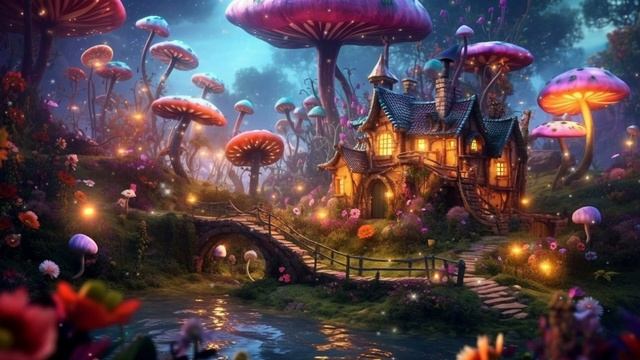Magical Forest Music & Ambience for Relax, Sleep | A Fantasy Cottage in a Magical Mushroom Forest смотреть онлайн