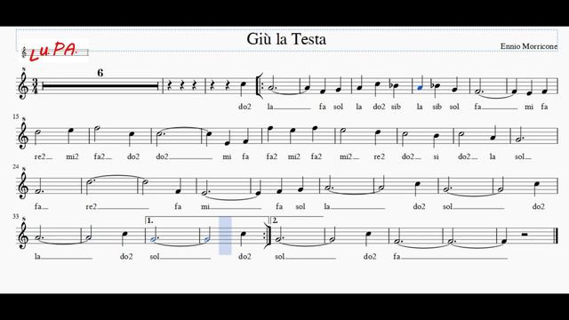 Giù la testa - (Ennio Morricone) - Flauto dolce - Note - Spartito - Karaoke - Instrumental смотреть онлайн