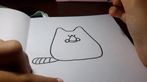 Как нарисовать кота Пушина с арбузиком.