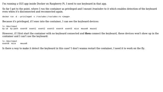 Detect newly connected keyboard inside privileged container via libinput смотреть онлайн