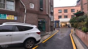 Walking in the Rain in Garosu-gil Street of Gangnam