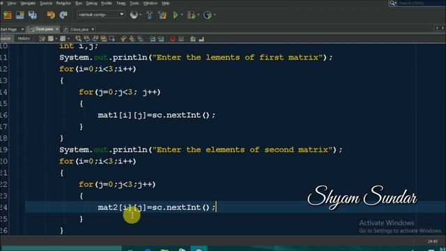 Sum of two matrix in Java || addition of two matrix