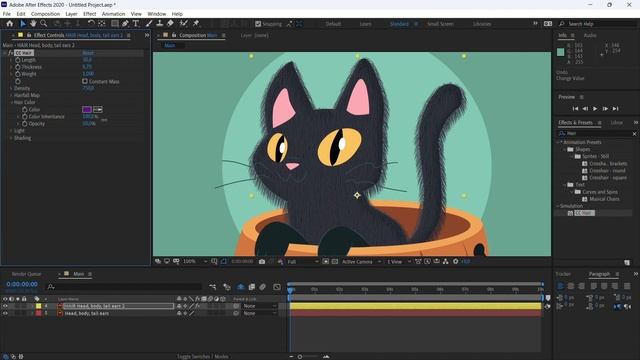 Создаем шерсть кота | плагин CC Hair | After Effects смотреть онлайн