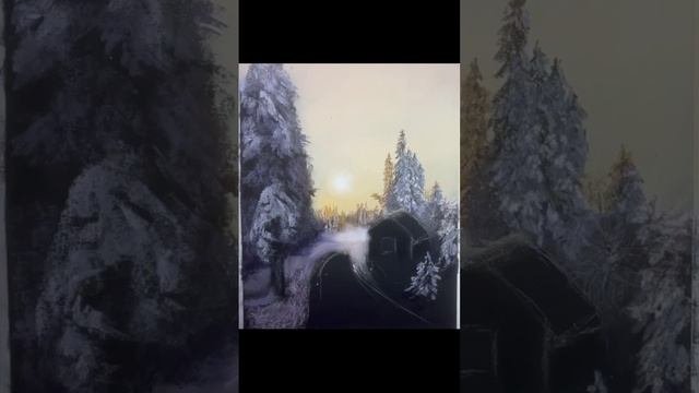 Зимний пейзаж пастелью