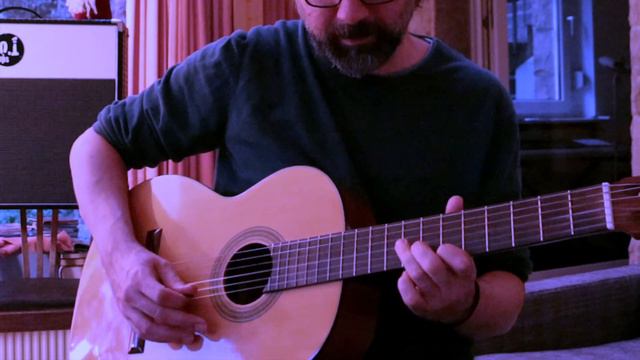 C-Minor Blues guitar solo (acoustic) - Aeolian improvisation - spanish/ Mark Knopfler style