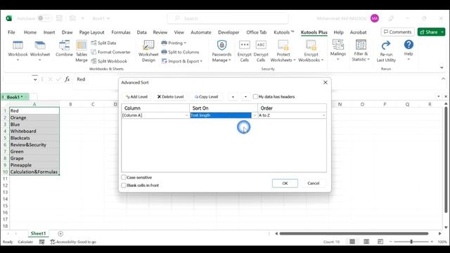 Sort A List Of Column By Character Length With Kutools For Excel смотреть онлайн