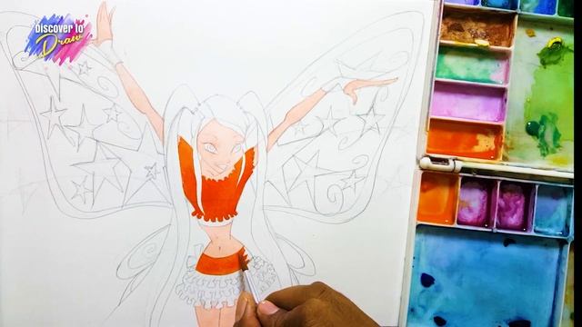 How to draw winx club ✤ Stella ✤ believix Fairy Form Slow mode смотреть онлайн