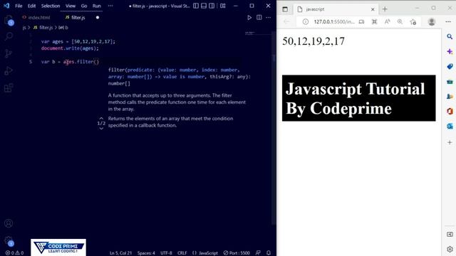 Javascript Array Methods - Filter() | Javascript Tutorial: 32 | BY CodePrime