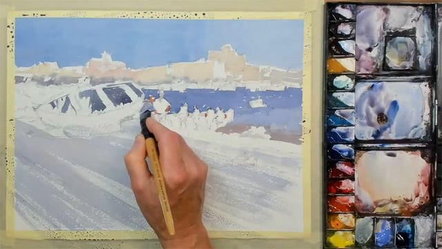 COMPLETE Watercolor Demo - Alexandria, Egypt - Bay & Citadel смотреть онлайн