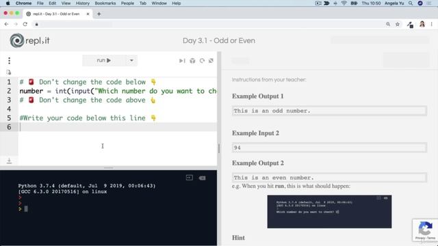 [100 Days of Python] (День 003) 028 [Упражнение] Нечетное или четное, знакомство с модулем