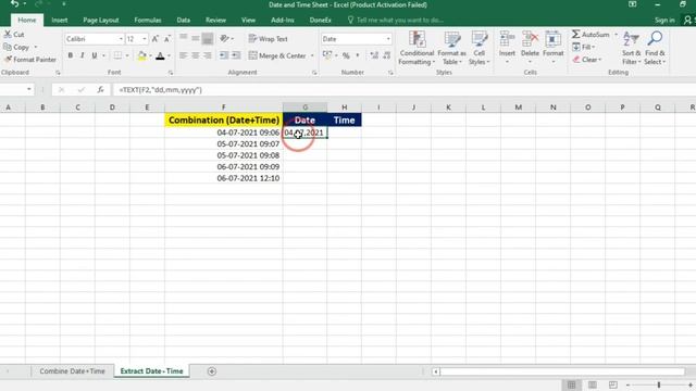 Microsoft Excel - Extract Date and Time in Separate Cell Excel एक्सेल में Date और Time को अलग करें смотреть онлайн