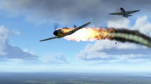 Як-1б 127 серии против  звена Bf109 G-4,  первой атакой сбил ведомого а потом и ведущего звена фрице