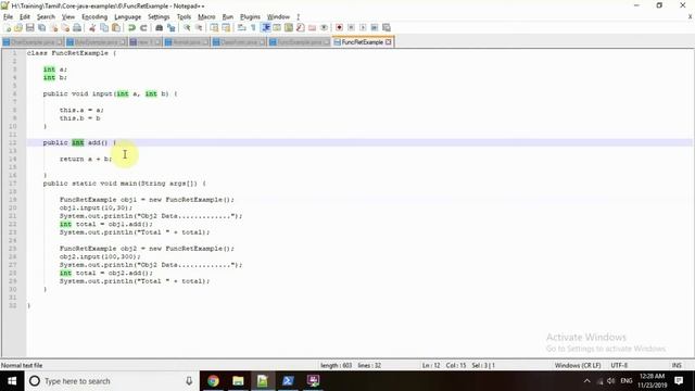 Core java in Tamil Member variable Member function and Constructor Examples