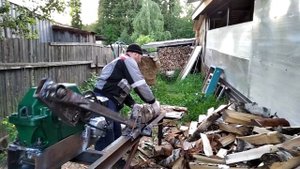Работа дровокола с ДВС Лифан 8л.с.