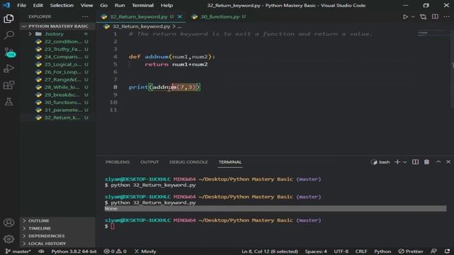 #32 Return Keyword In Python |  Python Mastery In Bangla | Python Tutorial bangla