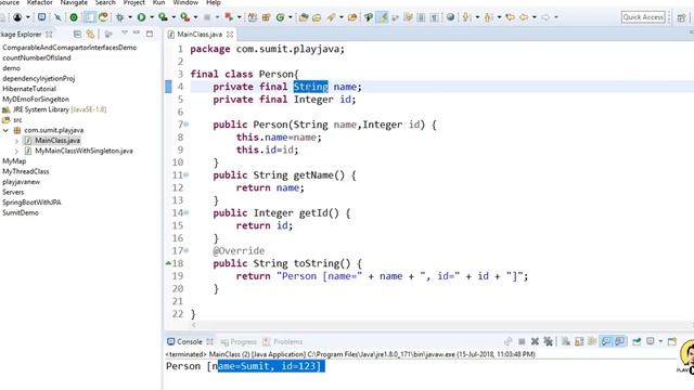 Create An Immutable Class in Java with Mutable Variables.