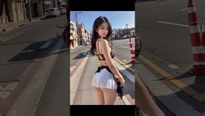 AI ART LOOKBOOK 4K VIDEO Back view of AI Girl in a miniskirt
