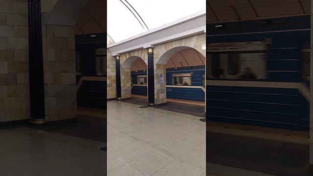 metro St. Petersburg,Violet Line,Admiralteyskaya - interior view,arrival and departure of the train