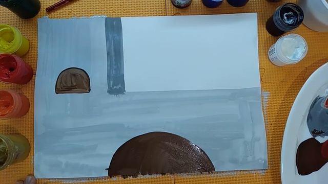 Как нарисовать КОТИКА НА ПЕЧКЕ простым способом - Рисование гуашью смотреть онлайн